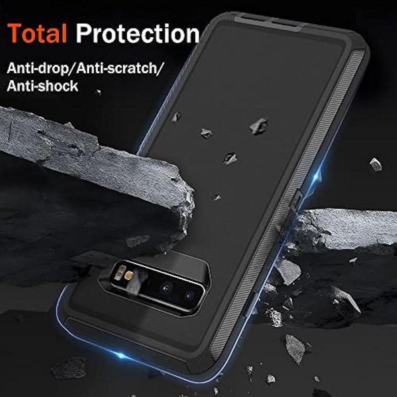 Alt view image 5 of 6 - for Samsung Galaxy S10 Plus Case, Jshru Full Body Shockproof Protective Cover, 3-Layer Heavy Duty Rugged Bumper Phone Case for Galaxy S10+ Plus, Black