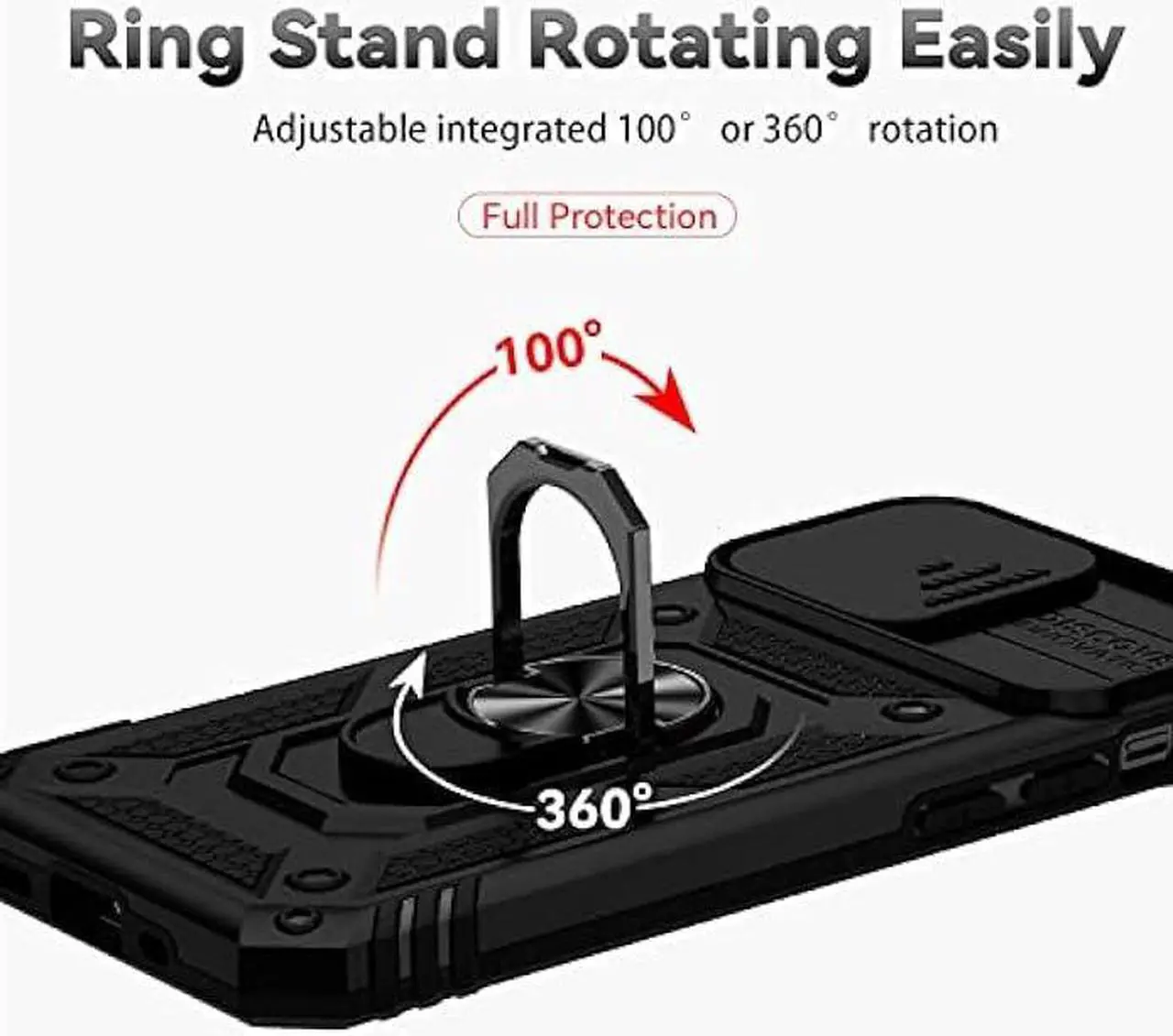 Alt view image 3 of 6 - Hitaoyou iPhone 13 Case, Phone Case iPhone 13,iPhone 13 Case with Camera Cover & Kickstand Military Grade Shockproof Heavy Duty Protective with Magnetic Car Mount Holder Case for iPhone 13,Black