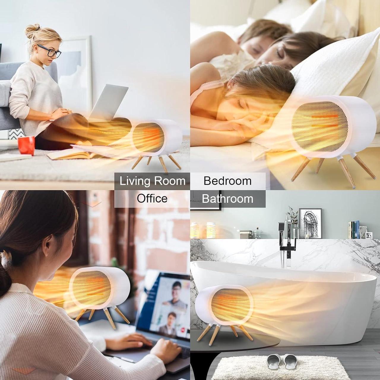 Alt view image 6 of 7 - 1000W Small Space Heaters for Indoor Use, PTC Fast Heating Ceramic Heater, Cute Portable Space Heater for Office, Home, Bedroom, Bathroom, Desk