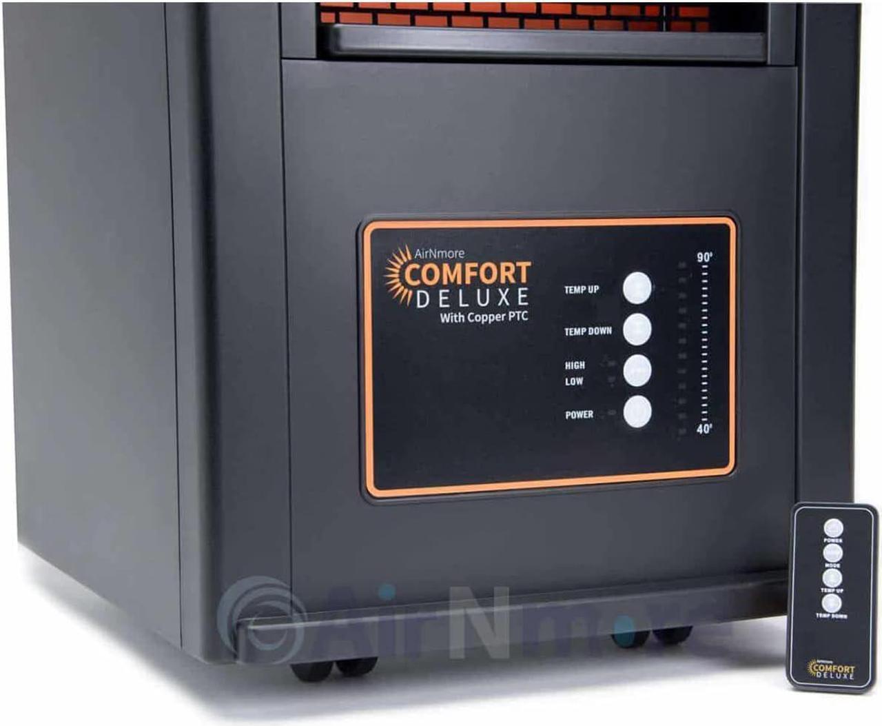 Alt view image 5 of 5 - AirNmore Comfort Deluxe with Copper PTC, Infrared Space Heater with Remote, 1500 Watt, ETL Listed