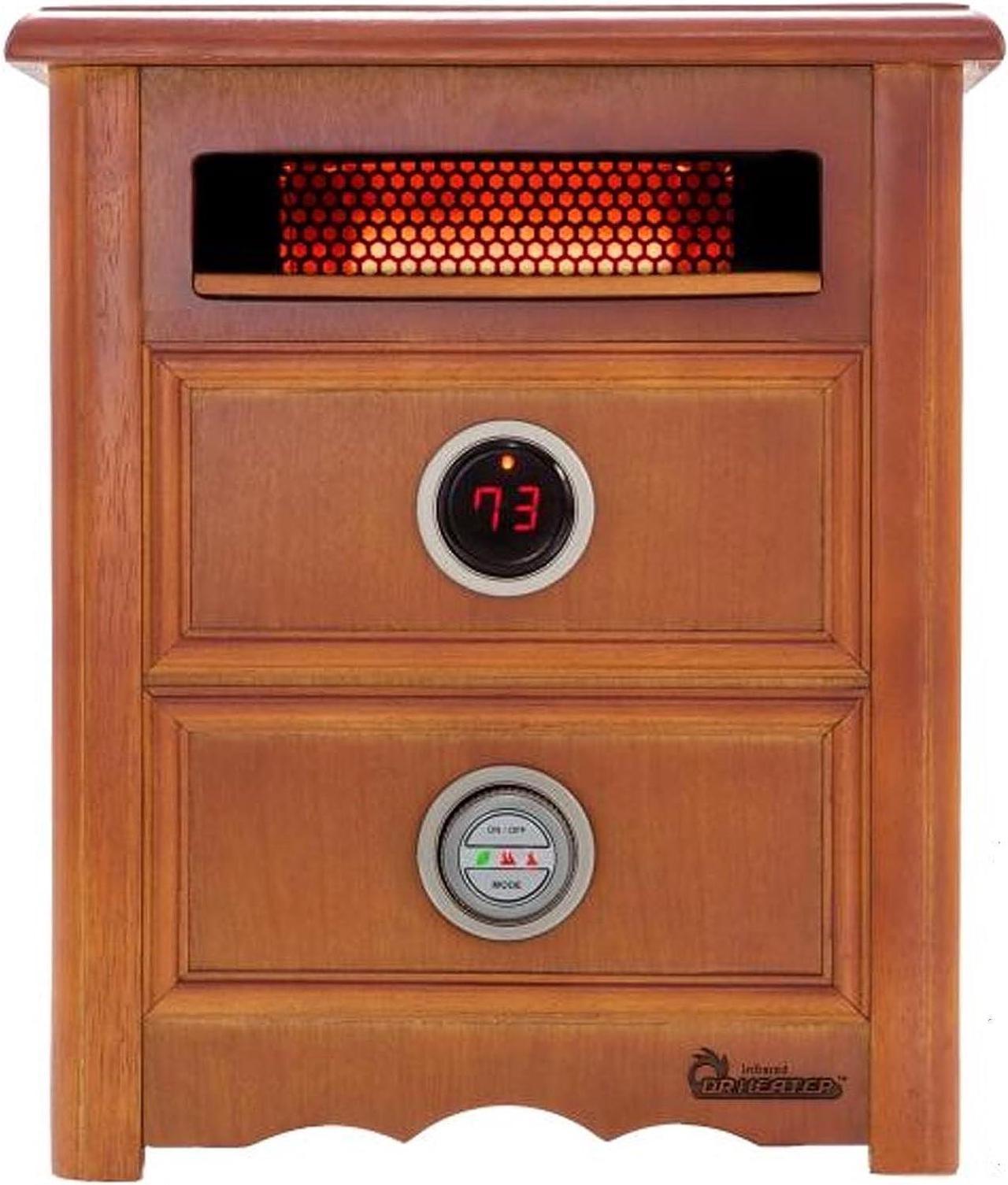 Dr Infrared Heater DR-999 Advanced Dual Heating System with Nightstand Design, Furniture-Grade Cabinet Portable Infrared Space Heater, Remote Control, 1500-Watt