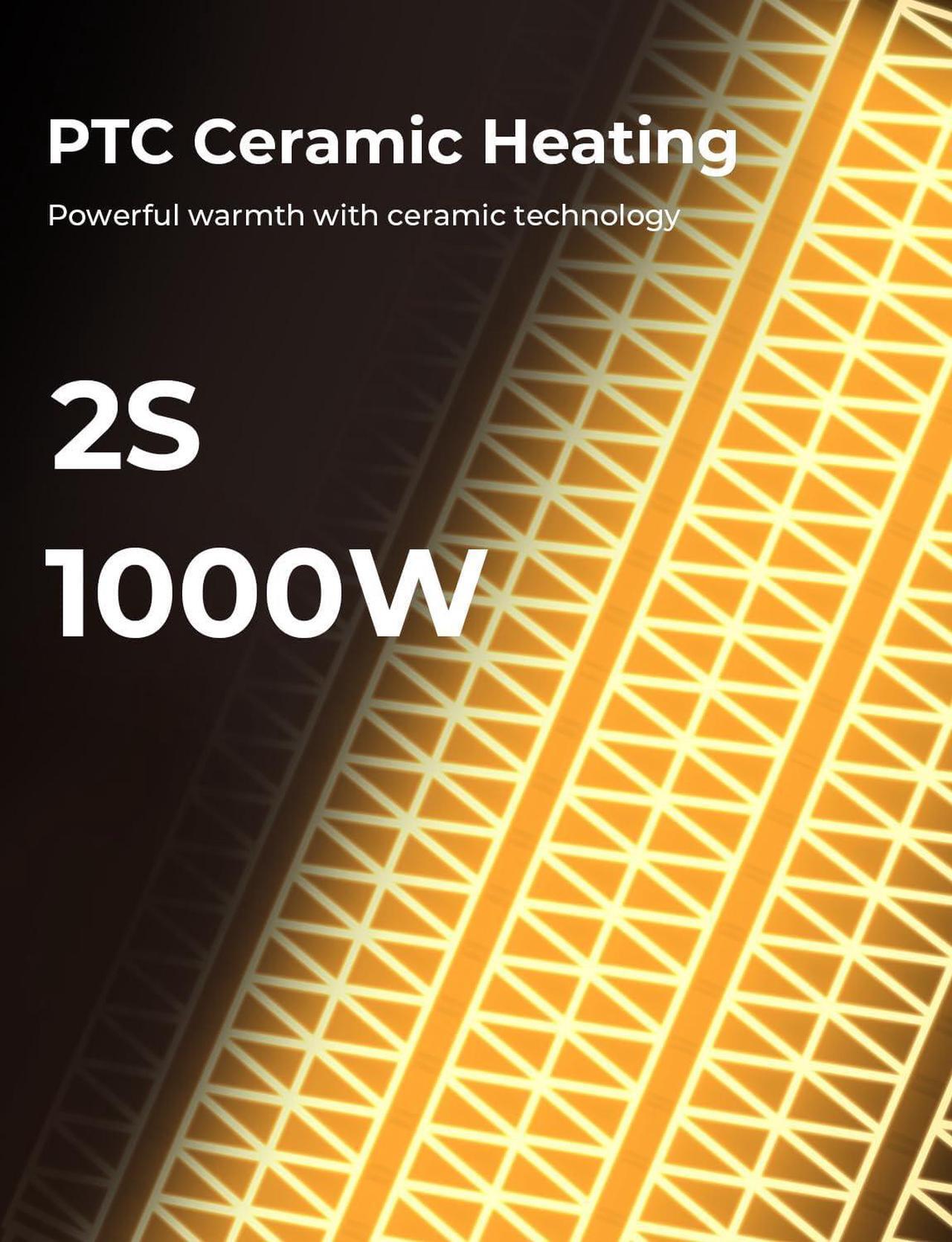 Alt view image 4 of 7 - 1000W PTC Ceramic Small Space Heaters with Overheating & Tip-Over Protection, Portable Electric Mini Heater Fast Quiet Heating for Office Bedroom Desk