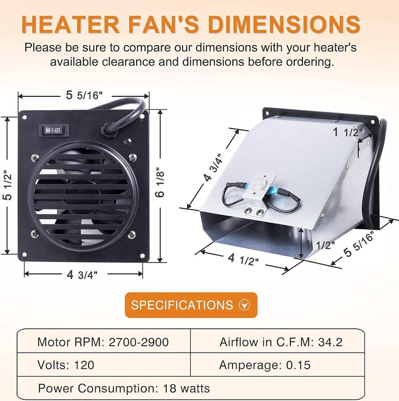 Alt view image 2 of 7 - Adviace Wall Heater Blower Fan for Dyna-Glo, Mr. Heater and Kozy World Vent Free Heaters, Replacement WHF100 Dyna-Glo Heater Fan for Dyna-Glo NG, LP, Natural Gas, Liquid Propane Vent Free Wall Heater