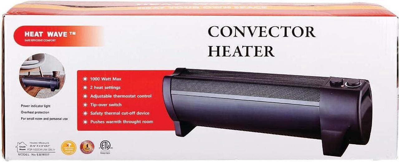 Alt view image 7 of 7 - 1,000 Watt Convector Baseboard Heater, Black