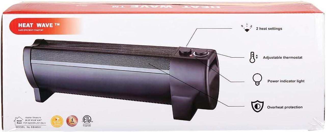 Alt view image 6 of 7 - 1,000 Watt Convector Baseboard Heater, Black