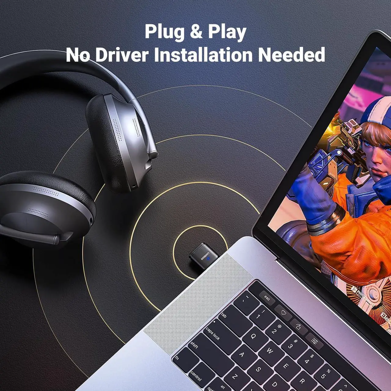 Alt view image 5 of 7 - UGREEN USB Audio Transmitter, Bluetooth 5.3 Adapter for Connecting Bluetooth Headphones to PS5, PS4, Switch, PC, Wireless Audio Adapter with aptX AD, Included Mini Mic (Plug & Play)