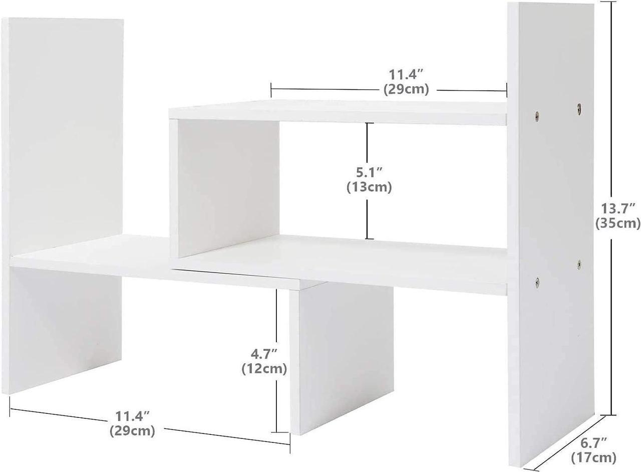 Alt view image 4 of 7 - GTIN Expandable Wood Desktop Bookshelf,Desktop Organizer Office Storage Rack,Wood Display Shelf-Free Style Display Stand Shelf,Corner Desk Storage Shelf,Countertop Bookcase for Office Supplies