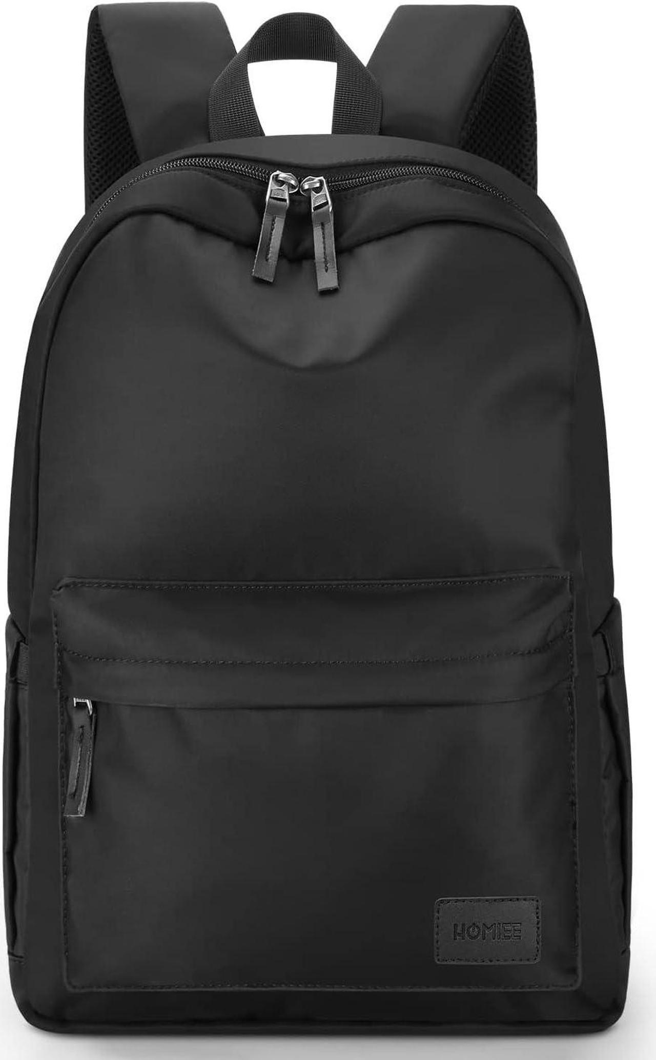 HOMIEE Lightweight Stylish Casual Backpack, Water-Resistant Daypack Unisex Laptop Bookbag, 14-Inch Laptop Backpack for Women & Men, Travel/School/Casual/Work Backpack, Black