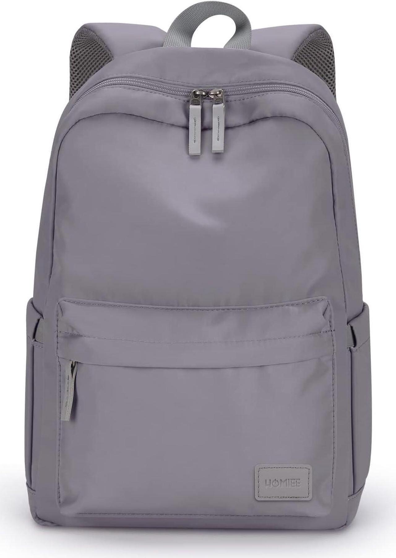 HOMIEE Lightweight Stylish Casual Daypack, Water-Resistant Backpack Unisex Laptop Bookbag, 14-Inch Laptop Backpack for Women & Men, Travel/School/Casual/Work Backpack, Grey