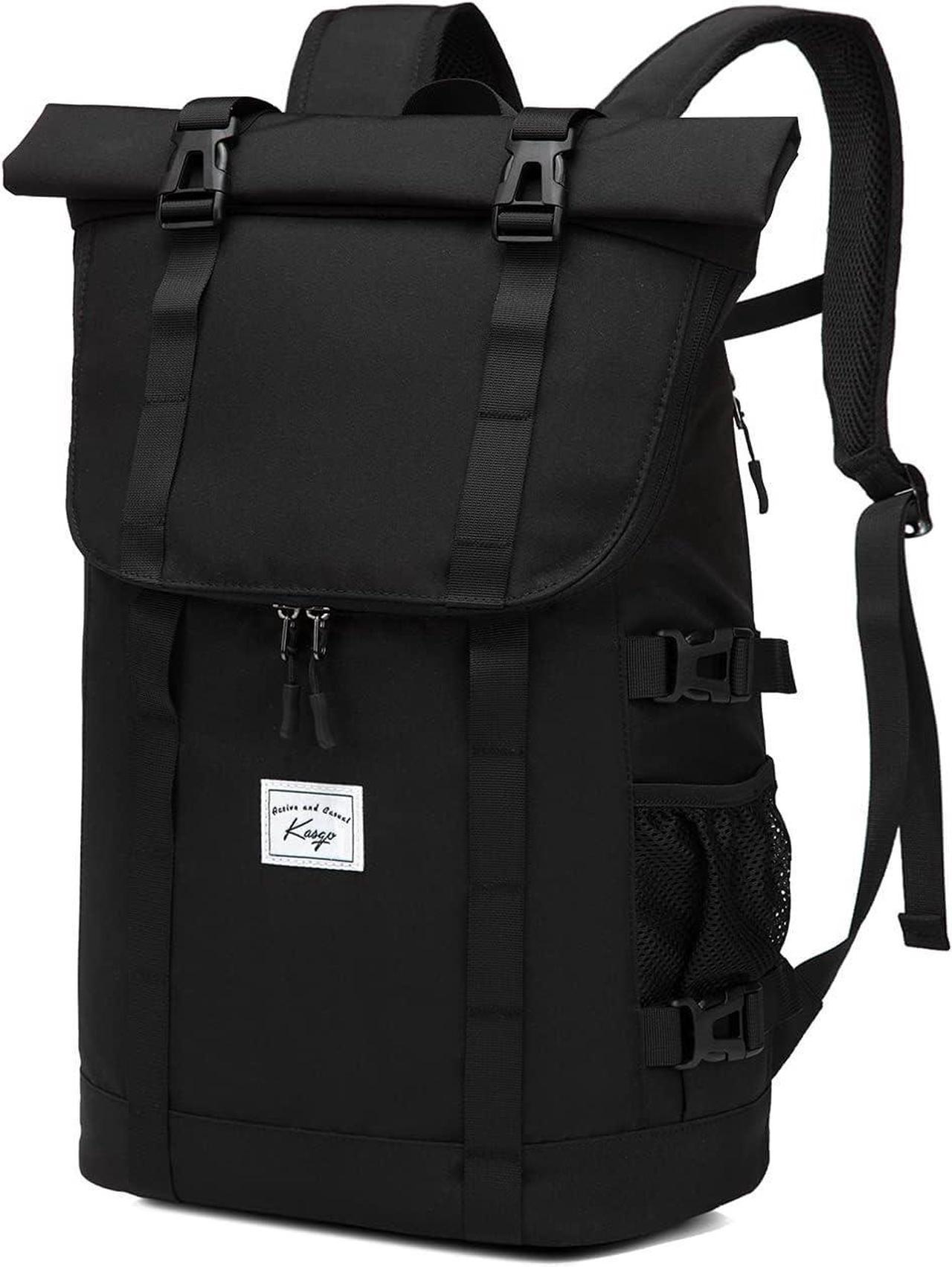 Laptop Backpack for Men Women, Kasqo 17 Inch Large Capacity Water Resistant Multi Pockets Bag, Business Computer Formal Backpack College School Student Casual Bookbag, Black