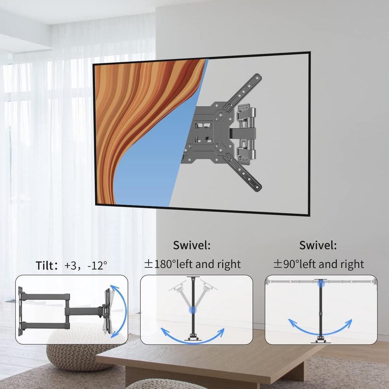 Alt view image 2 of 7 - Fixed TV Wall Mount Bracket for 32-82 Inch LED, LCD, and OLED Flat Screen TVs - Fits 16- 24 Wood Studs, Fixed TV Mount with VESA 600 x 400mm Holds up to 132 lbs, PSLLK1