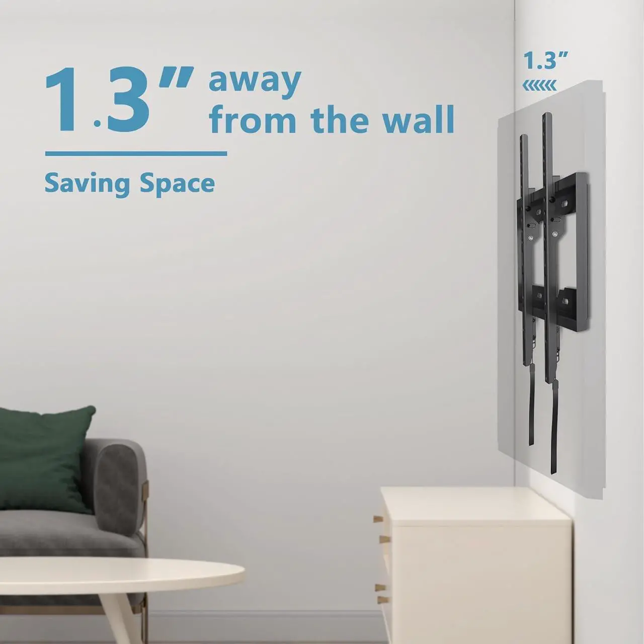 Alt view image 2 of 7 - Fixed TV Wall Mount for Most 26-60 Inch TVs, Low Profile TV Mount with Quick Release Lock, Ultra Slim Wall Mount TV Bracket, Max VESA 400x400mm, Holds up to 99 lbs, up to 16Wood Studs