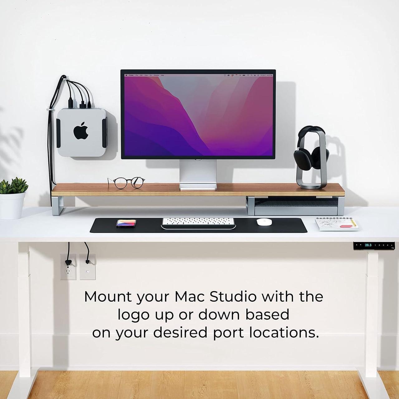 Alt view image 3 of 7 - HumanCentric Wall Mount Compatible with Mac Studio Mount - Secure or Hide Your Mac Studio with an Apple Mac Studio Wall Mount, Wall Mounting Stand for Apple Studio Mount, Mountable Mac Studio Mount