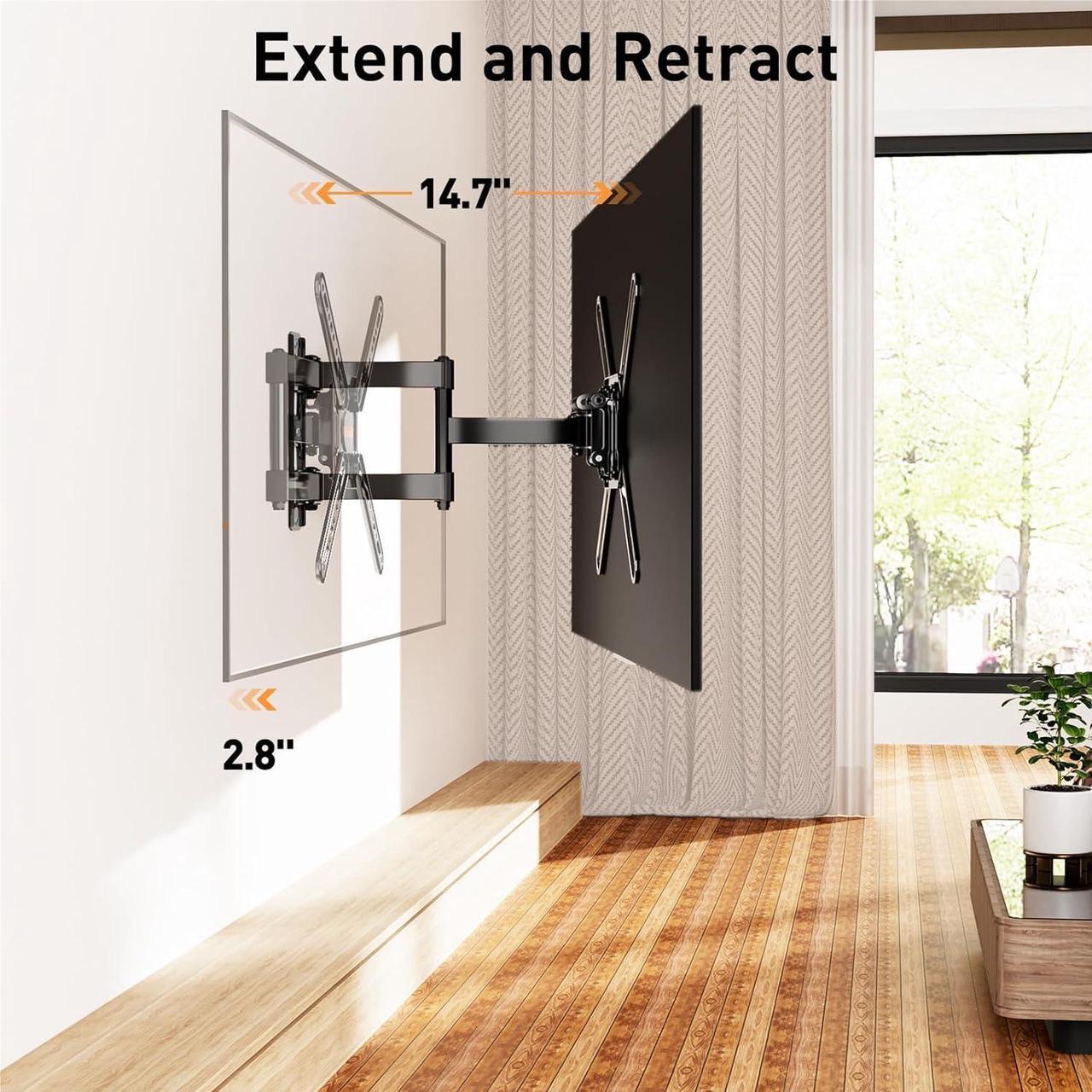 Alt view image 2 of 7 - ELIVED TV Wall Mount for Most 22-50 Inch TVs, Articulating Arms Swivel and Tilt Full Motion TV Mount, Wall Mount TV Brackets Max VESA 300x300, Single Stud Perfect Center Design, Holds Up to 55 lbs.