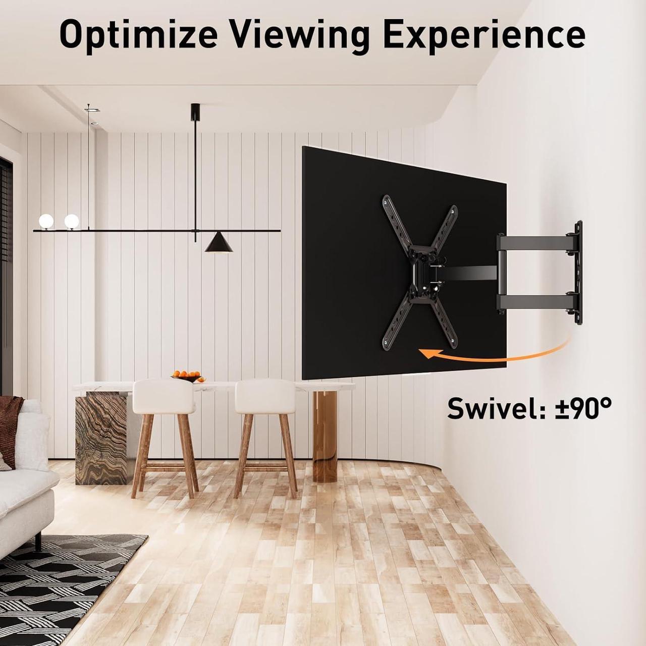 Alt view image 3 of 7 - ELIVED TV Wall Mount for Most 22-50 Inch TVs, Articulating Arms Swivel and Tilt Full Motion TV Mount, Wall Mount TV Brackets Max VESA 300x300, Single Stud Perfect Center Design, Holds Up to 55 lbs.
