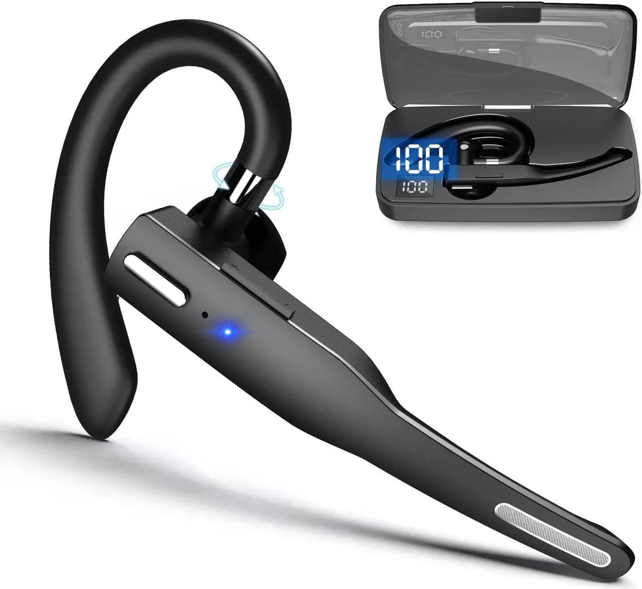 Main image of 1PCS Bluetooth Headset, Wireless Bluetooth Earpiece with 500mAh Charging Case 72 Hours Talking Time Built-in Microphone for IOS Android Cell Phone