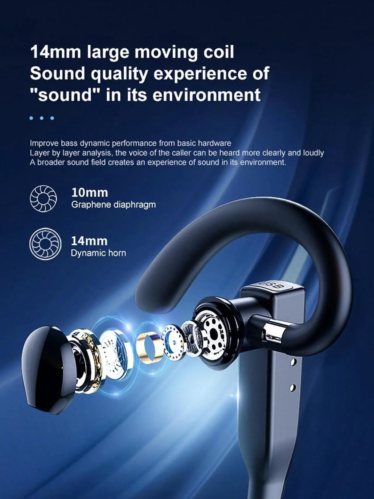 Alt view image 5 of 7 - 1PCS Bluetooth Headset, Wireless Bluetooth Earpiece with 500mAh Charging Case 72 Hours Talking Time Built-in Microphone for IOS Android Cell Phone