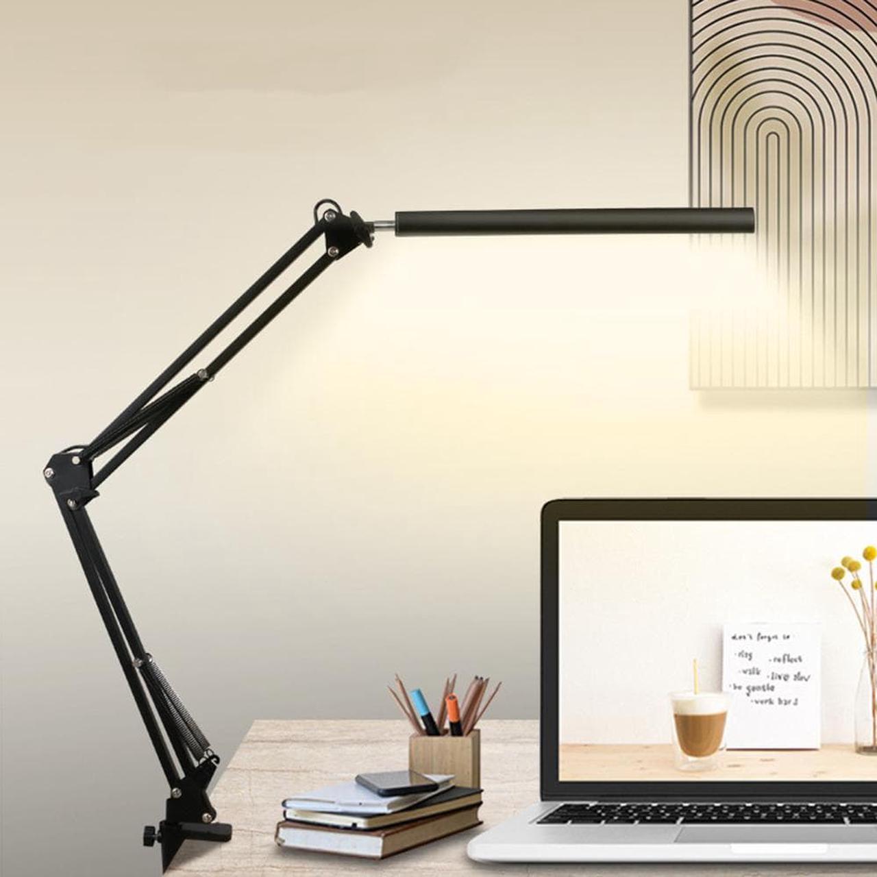 Main image of 1PCS LED Desk Lamp,Adjustable Swing Arm Desk Lamp with Clamp,Dimmable Desk Light Eye-Care Table Light, 3 Color Modes,10-Level Brightness Table Lamp