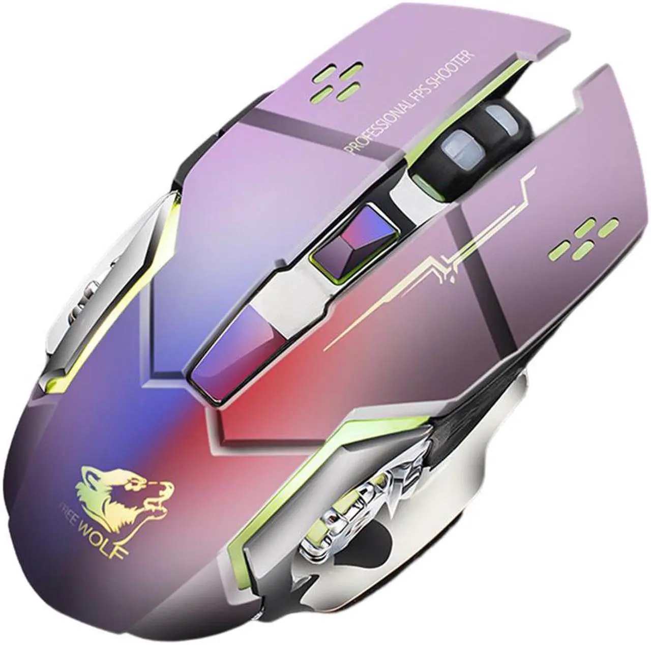Main image of Rechargeable Wireless Gaming Mouse, 2.4G LED Optical Silent Wireless Computer Mouse with 7 Color Light, 3 Adjustable DPI, Ergonomic Design Silver