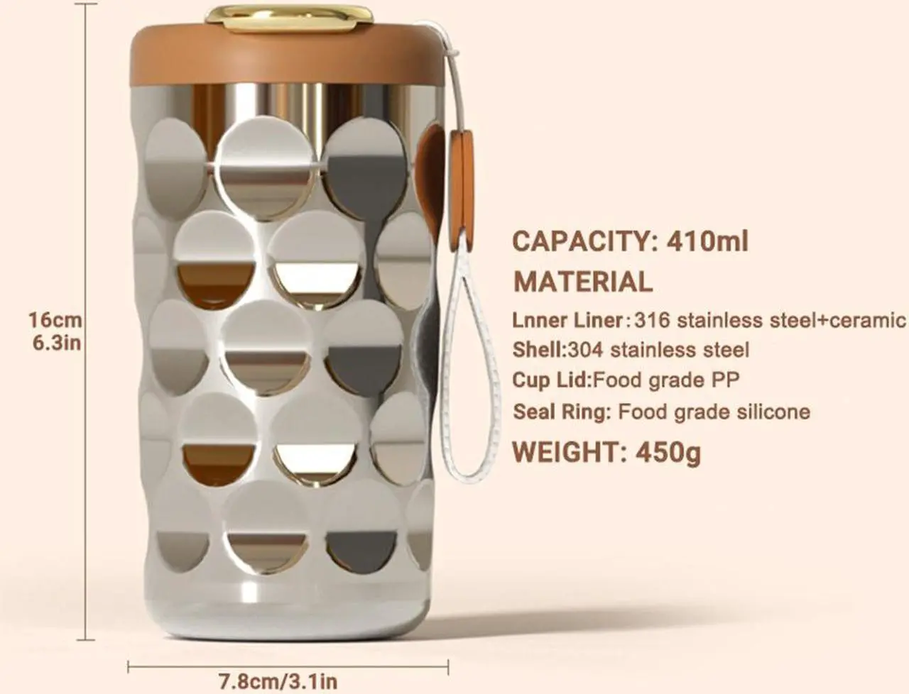 Alt view image 7 of 7 - 14 oz Stainless Steel Vacuum Insulated Tumbler,Coffee Travel Mug Spill Proof with LED Temperature Display Lid,Coffee Cups for Keep Hot/Ice Black