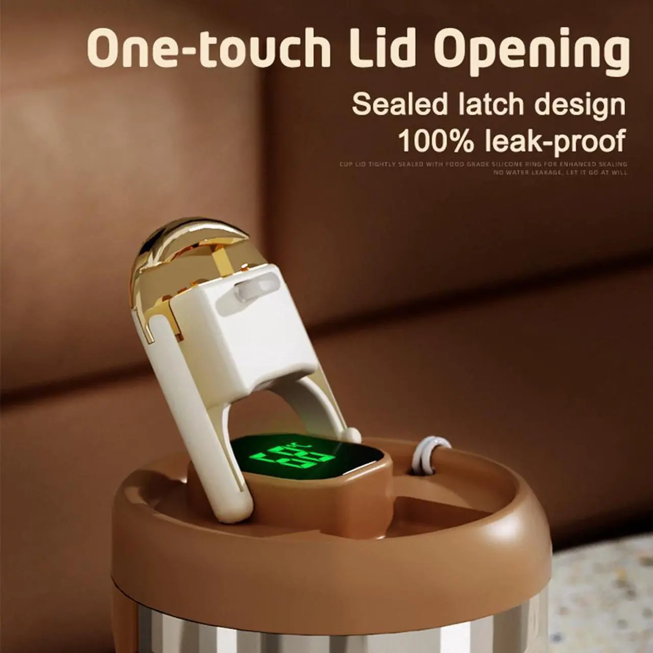 Alt view image 2 of 7 - 14 oz Stainless Steel Vacuum Insulated Tumbler,Coffee Travel Mug Spill Proof with LED Temperature Display Lid,Coffee Cups for Keep Hot/Ice Black