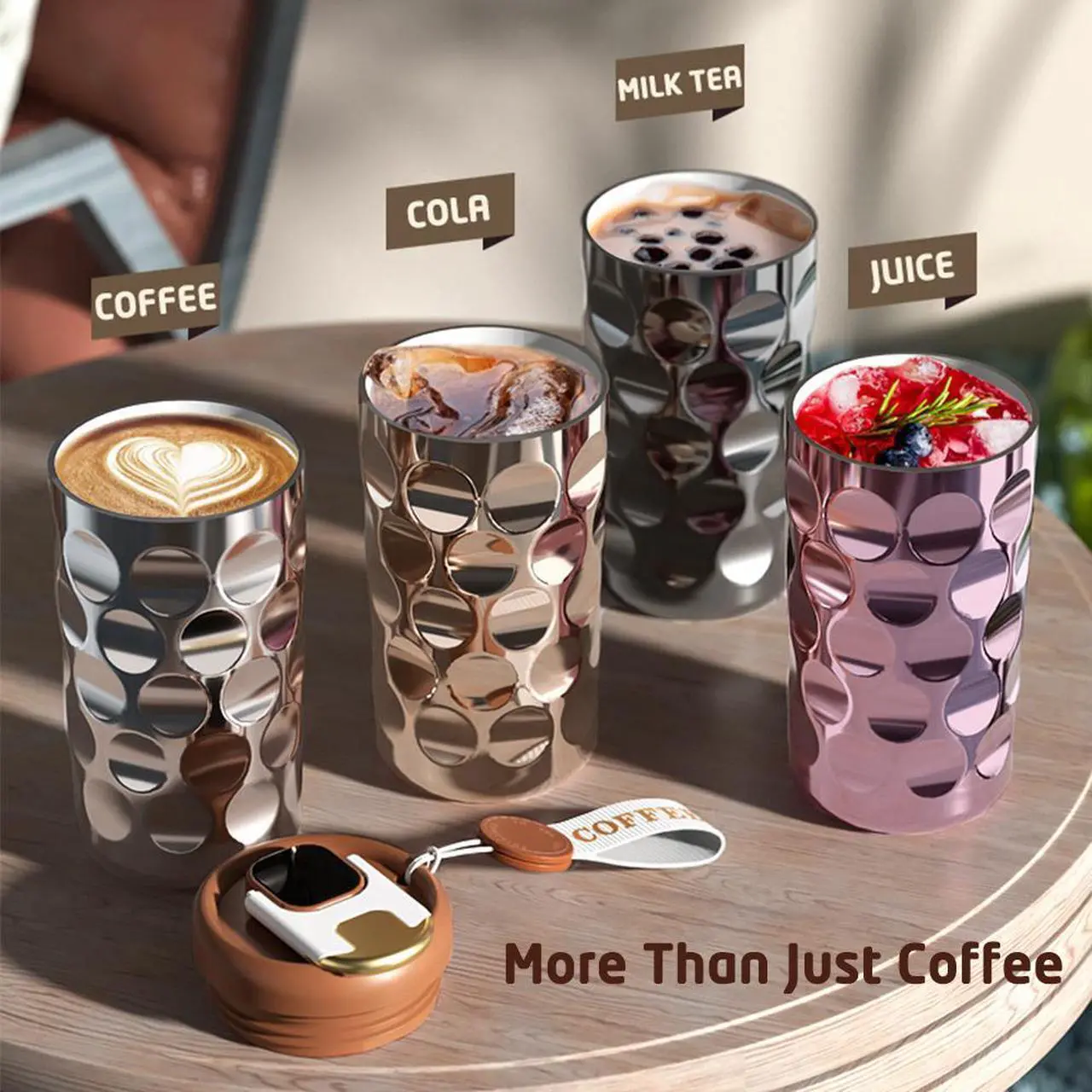 Alt view image 5 of 7 - 14 oz Stainless Steel Vacuum Insulated Tumbler,Coffee Travel Mug Spill Proof with LED Temperature Display Lid,Coffee Cups for Keep Hot/Ice Black