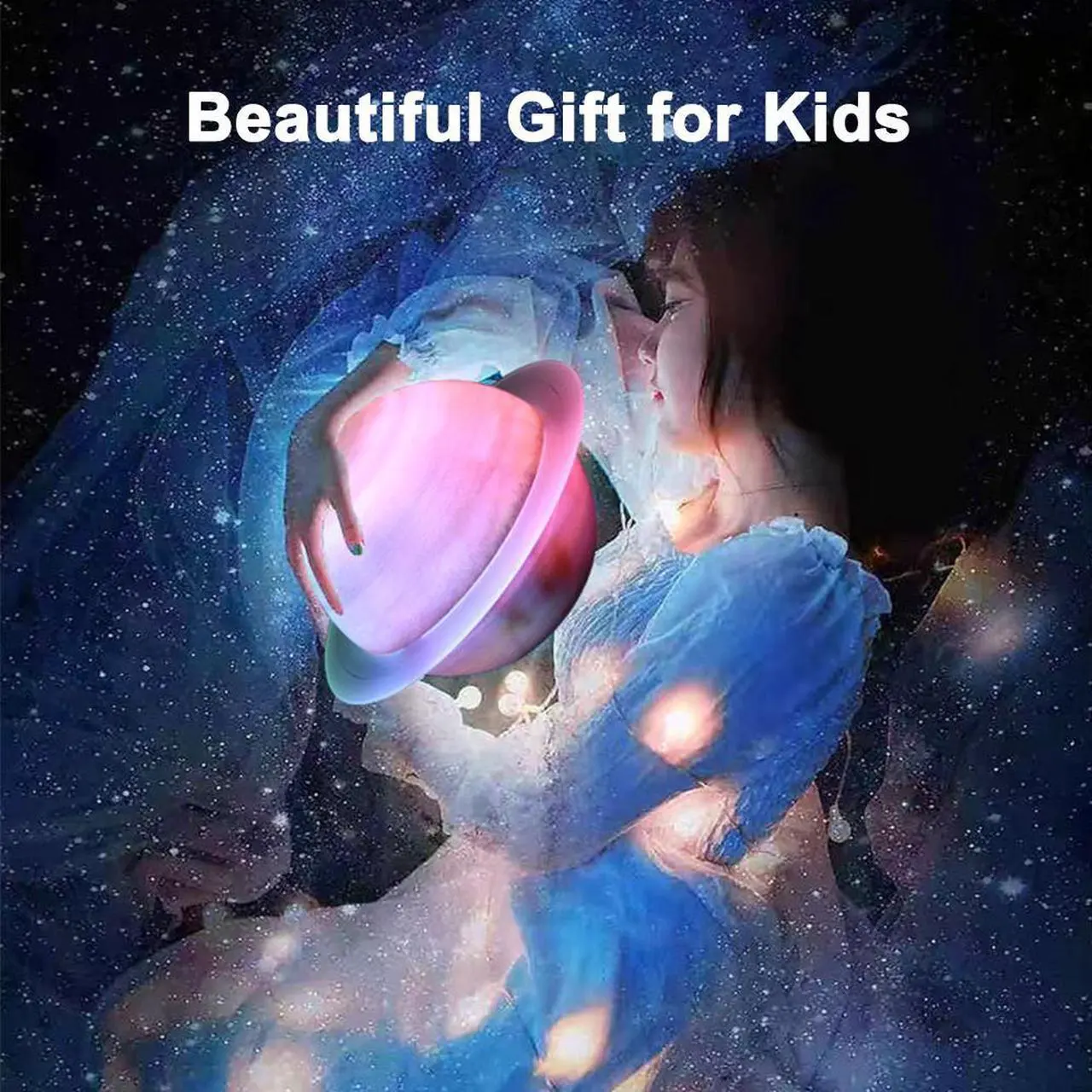 Alt view image 6 of 7 - Saturn Ring Bluetooth Speaker,RGB Colorful Change Bluetooth Speaker with Dynamic LED Lights,Cute Look Gift for Kids Blue