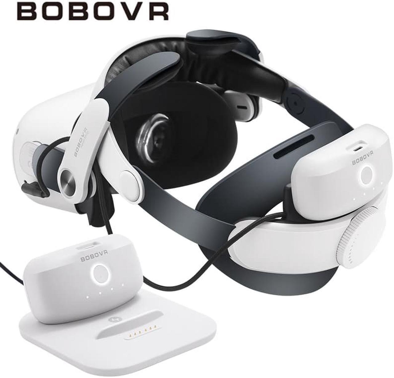 BOBOVR M2 Plus Head Strap Twin Battery Combo Compatible with Meta Quest 2 VR Power Charger Station/Dock with 2 B2 Battey Packs