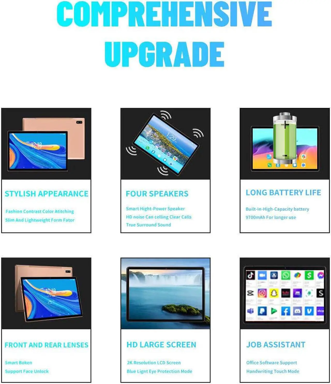 Alt view image 7 of 7 - 10.1 Inch Tablet PC Android 12 256GB ROM GPS 5G WiFi Bluetoorh Keyboard Dual SIM