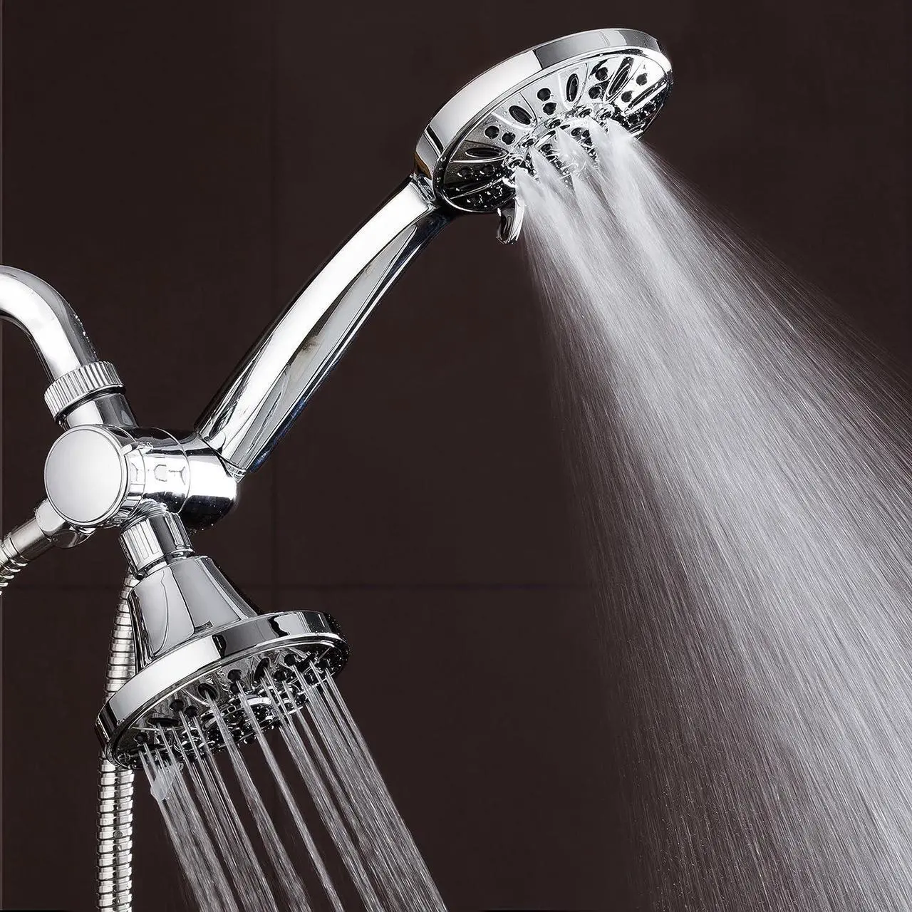 Alt view image 4 of 7 - Total Chrome Premium High Pressure 48-setting 3-Way Combo for The Best of Both Worlds  Enjoy Luxurious 6-setting Rain Shower Head and 6-Setting Hand Held Shower Separately or Together