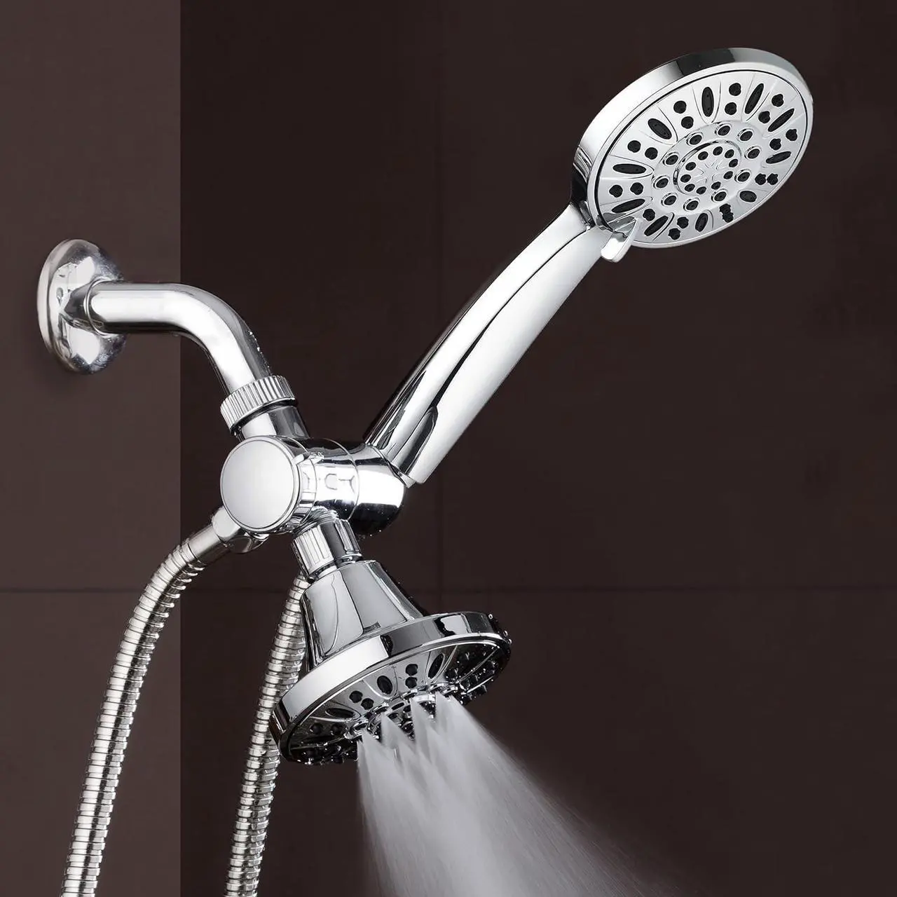 Alt view image 5 of 7 - Total Chrome Premium High Pressure 48-setting 3-Way Combo for The Best of Both Worlds  Enjoy Luxurious 6-setting Rain Shower Head and 6-Setting Hand Held Shower Separately or Together