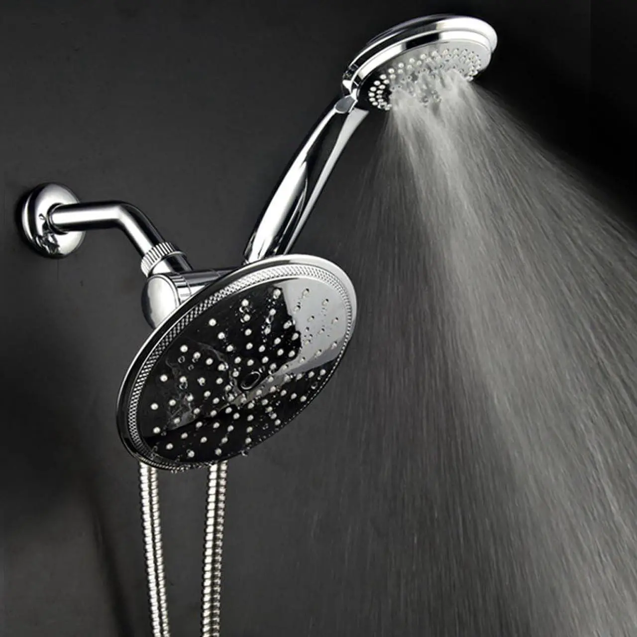 Alt view image 7 of 7 - Dream Spa 3-way 8-Setting Rainfall Shower Head and Handheld Shower Combo (Chrome). Use Luxury 7-inch Rain Showerhead or 7-Function Hand Shower for Ultimate Spa Experience!