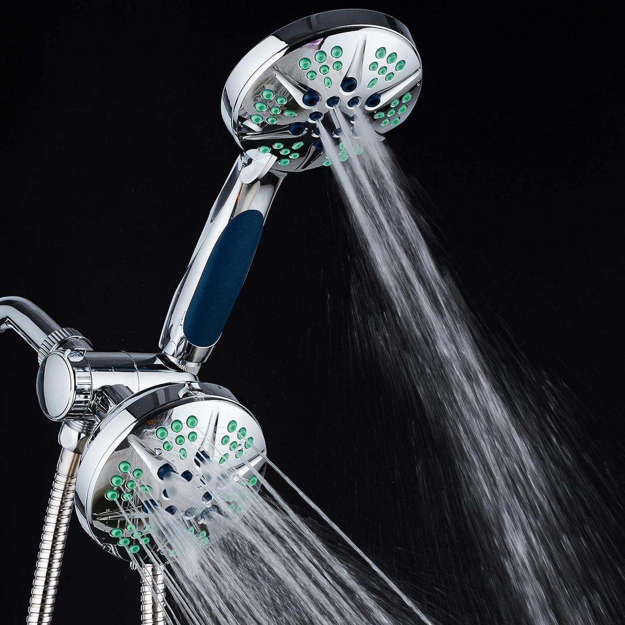 Alt view image 4 of 5 - HOTEL SPA  Anti-Clog Shower Heads with Handheld Spray-High Pressure Shower Head - 4.3 Inch Showerhead, 4.3 Inch Handheld Shower Head - 3-in-1, 48-Setting Shower Heads 5 Foot Shower Hose (Chrome)