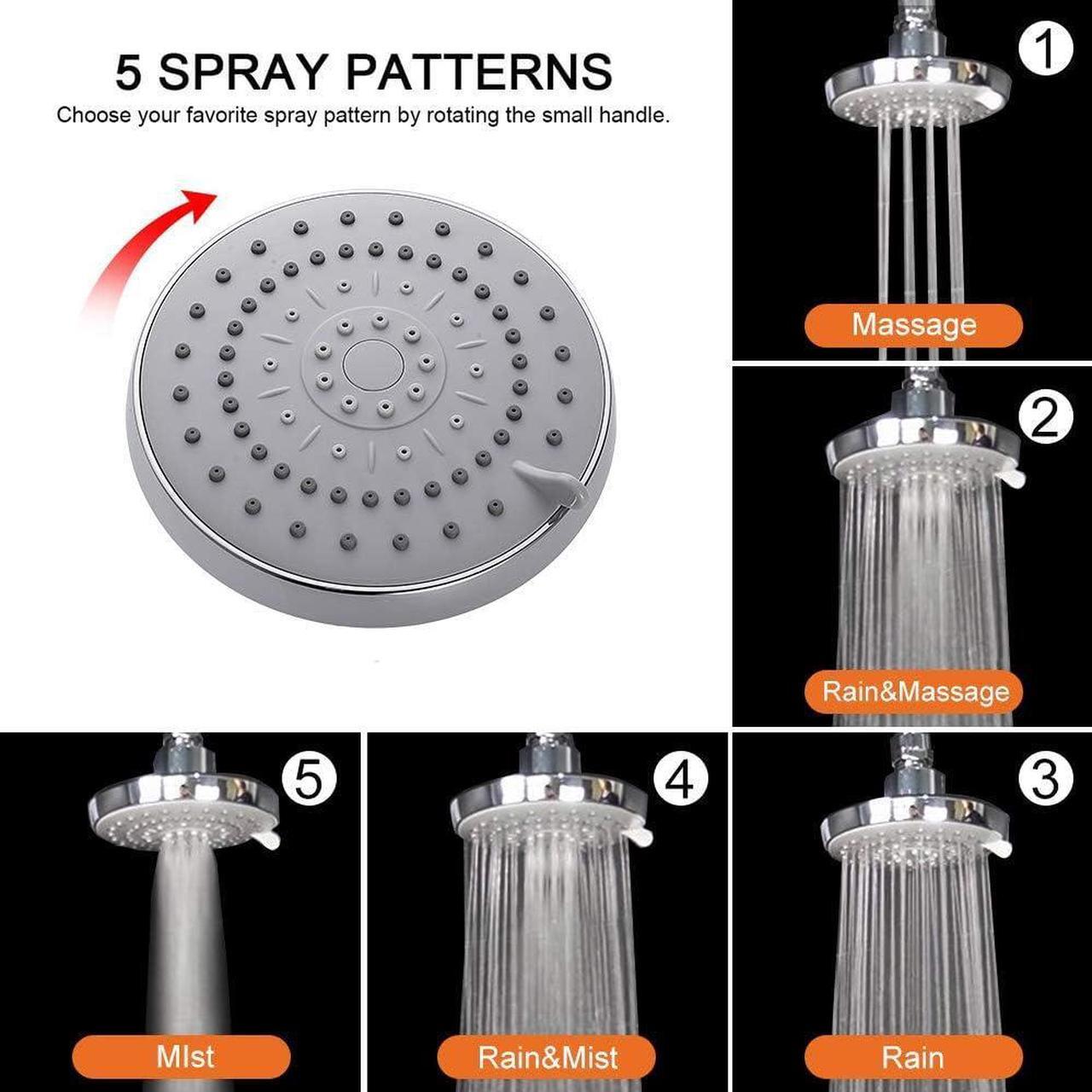 Alt view image 3 of 6 - HarJue High Pressure Shower Head with 11 IN Adjustable Arm, Rainfall with Shower Arm-Make Water Flow Down Vertically for Better Bathing Experience(5 In, Chrome)