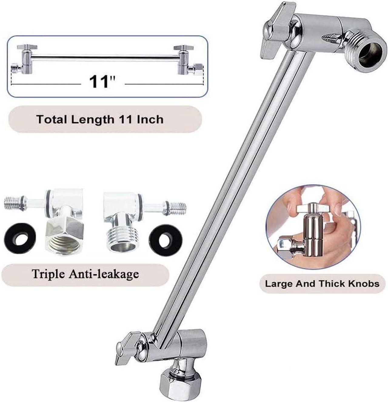 Alt view image 5 of 6 - HarJue High Pressure Shower Head with 11 IN Adjustable Arm, Rainfall with Shower Arm-Make Water Flow Down Vertically for Better Bathing Experience(5 In, Chrome)