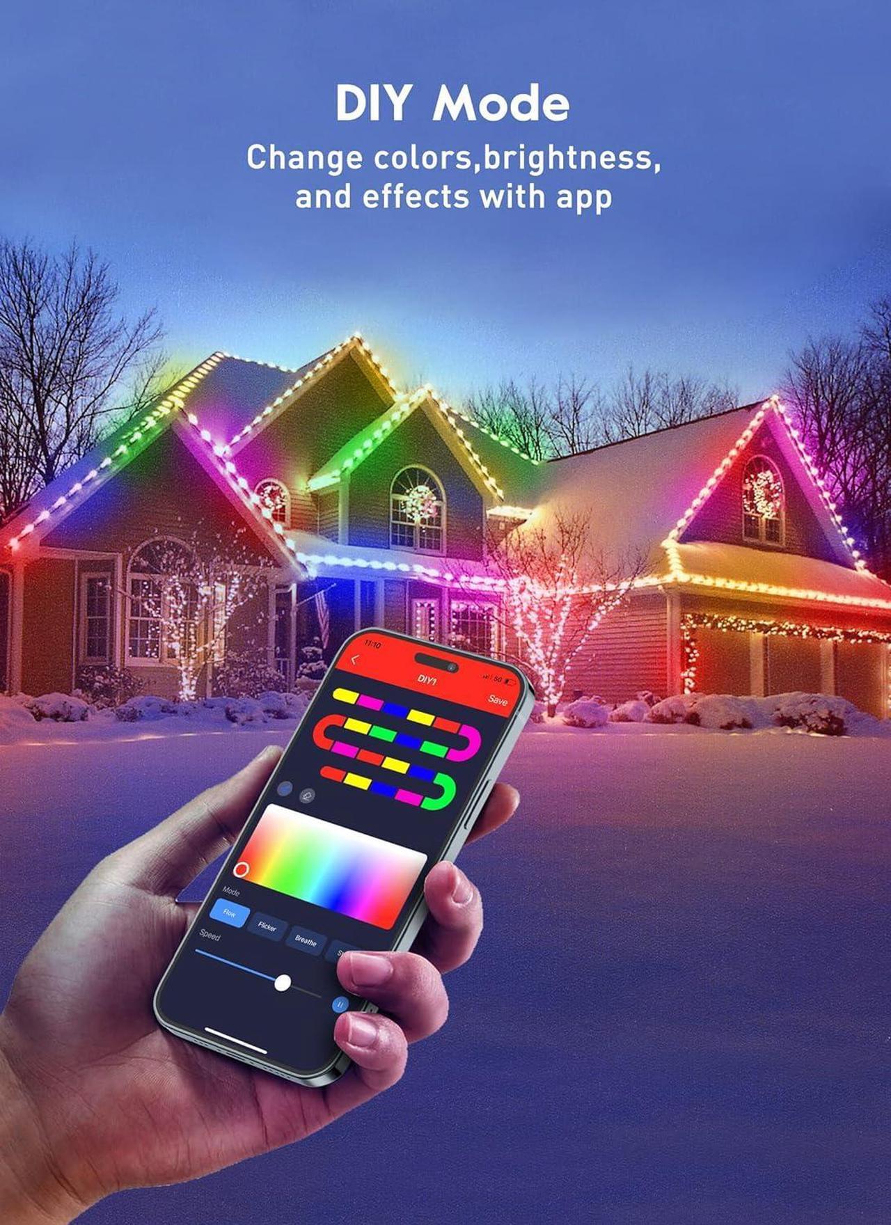 Alt view image 5 of 7 - C9 RGB Smart Christmas Lights, 66 Feet 100 LED C9 Color Changing Lights with Music Sync Remote APP, Waterproof Commercial Grade Extendable C9 String Lights for House Indoor Outdoor Xmas Tree Decor