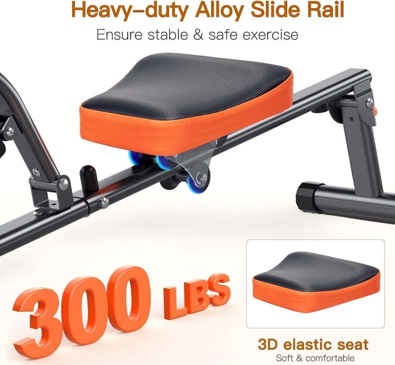 Alt view image 6 of 7 - Niceday Rowing Machine, Hydraulic Rower Machine with 16 Resistance Levels, 300LBS Loading Capacity