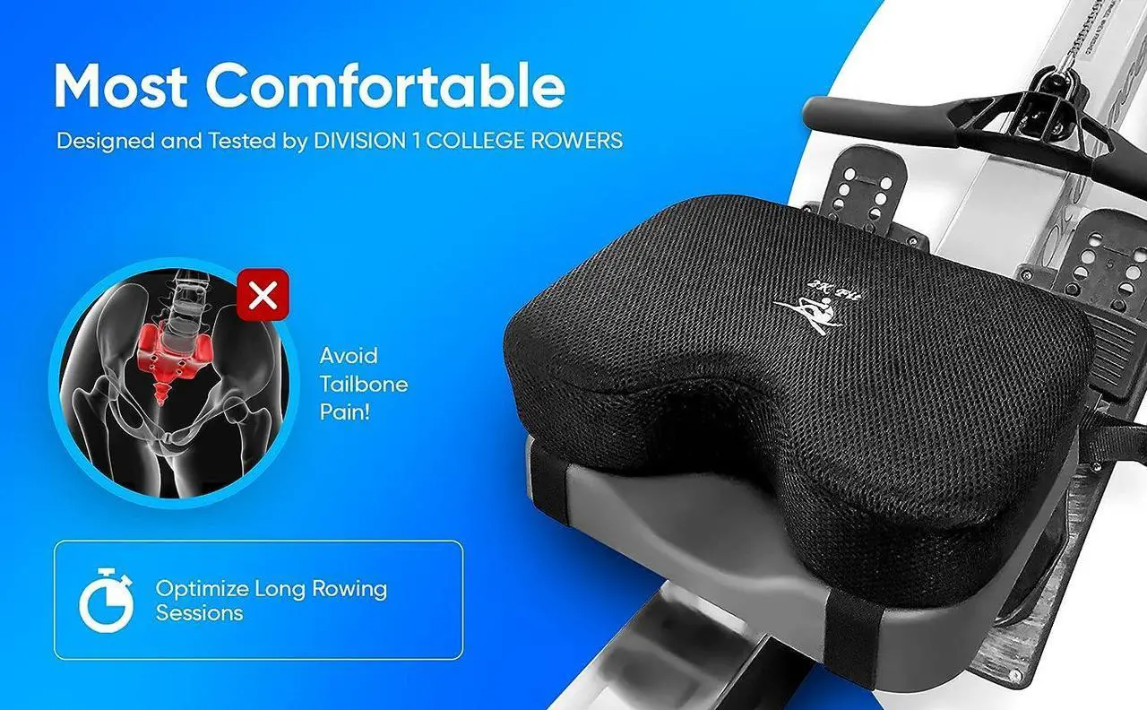 Alt view image 6 of 7 - 2K Fit Rowing Machine Seat Cushion (Model 2) for The Concept 2 Rowing Machine with Custom Memory Foam, Washable Cover, and Straps- Concept 2 Rower, Recumbent Stationary Bike, WatterRower Seat Pad