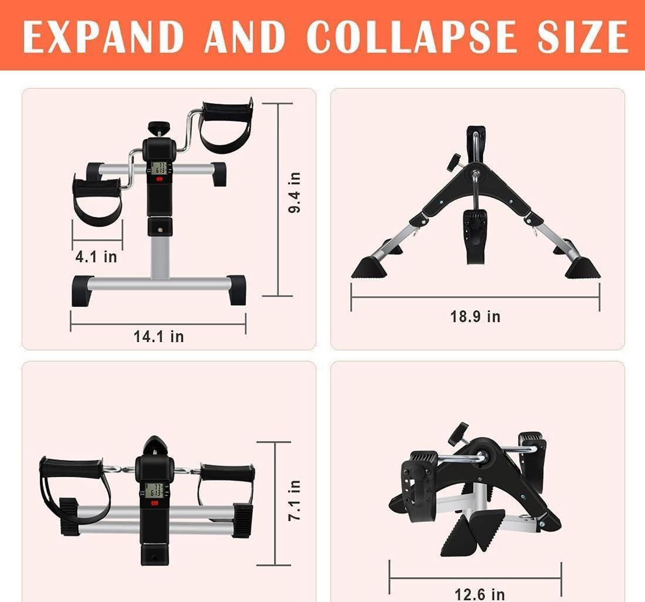 Alt view image 5 of 7 - Under Desk Bike Pedal Exerciser, Upper & Lower Peddler Exerciser for Seniors with LCD Display, Fitness Folding Exerciser Peddler for Arm & Leg Workout