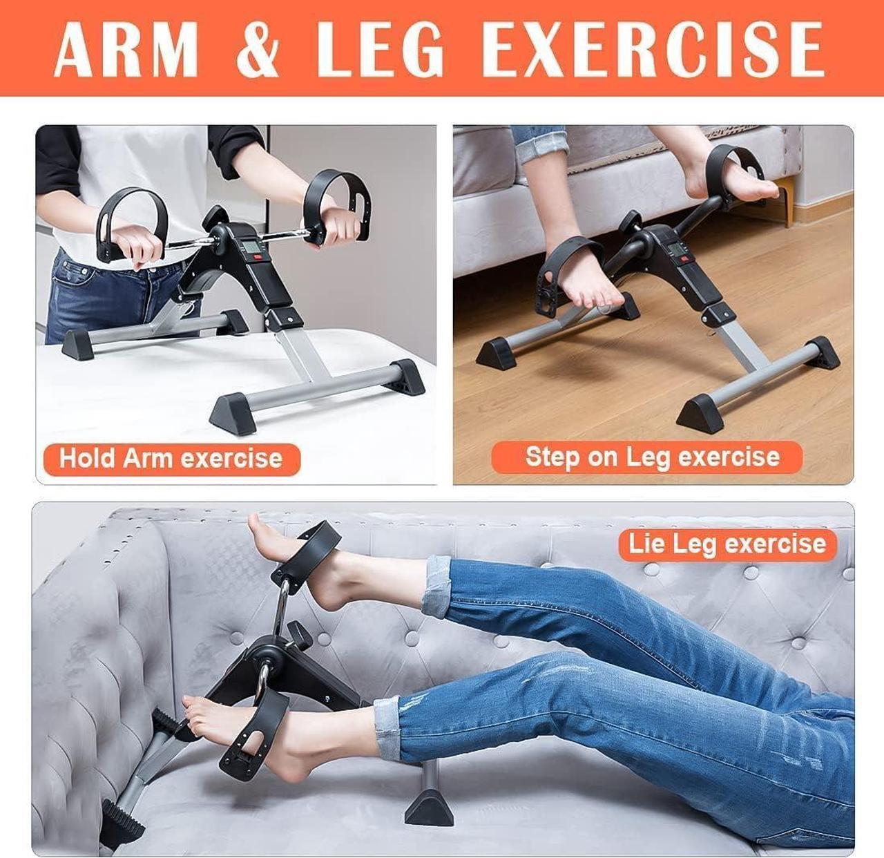 Alt view image 6 of 7 - Under Desk Bike Pedal Exerciser, Upper & Lower Peddler Exerciser for Seniors with LCD Display, Fitness Folding Exerciser Peddler for Arm & Leg Workout