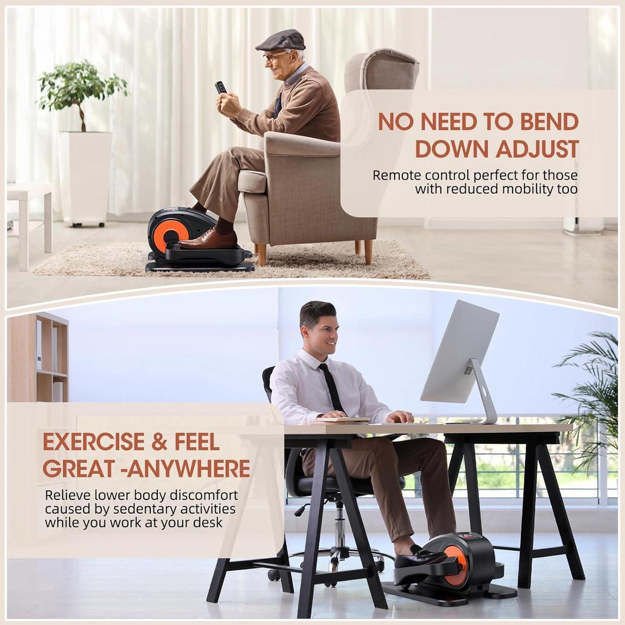 Alt view image 6 of 7 - GUGTTR Under Desk Elliptical, Electric Seated Pedal Exerciser, Quiet & Compact Mini Ellipse Leg Exerciser with Display Monitor, Remote Control and 12 Adjustable Speeds, Elliptical Machine for Home