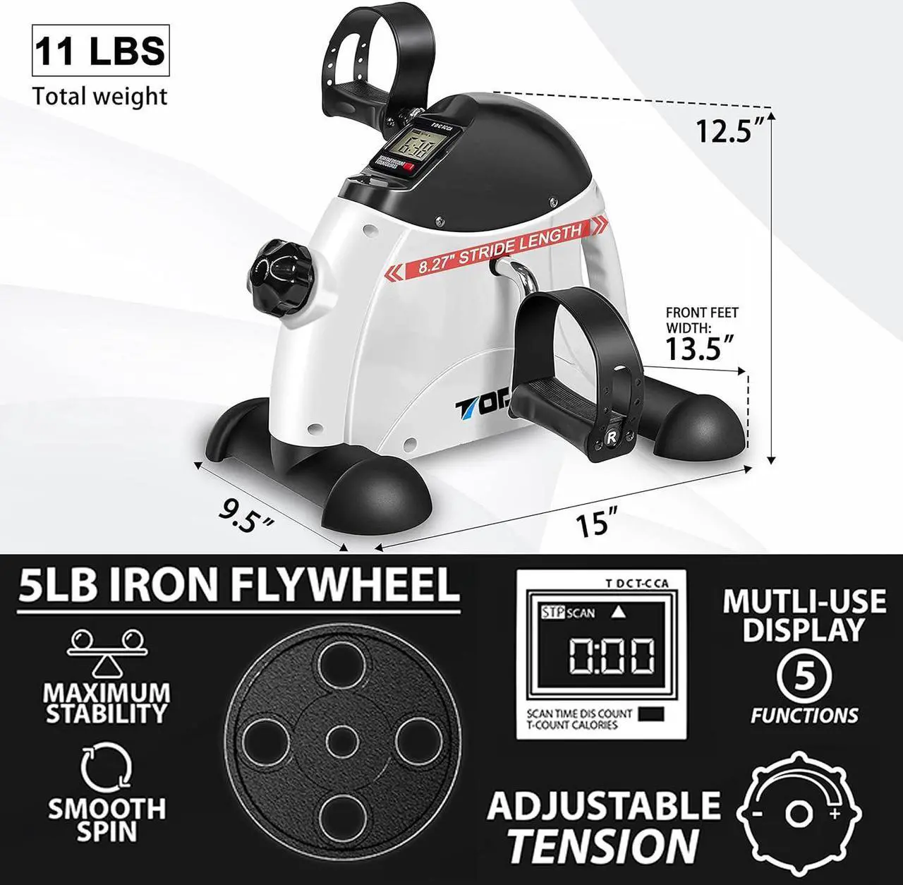 Alt view image 2 of 7 - Mini Exercise Bike TODO Pedal Exerciser Foot Peddler Portable Therapy Bicycle with Digital Monitor