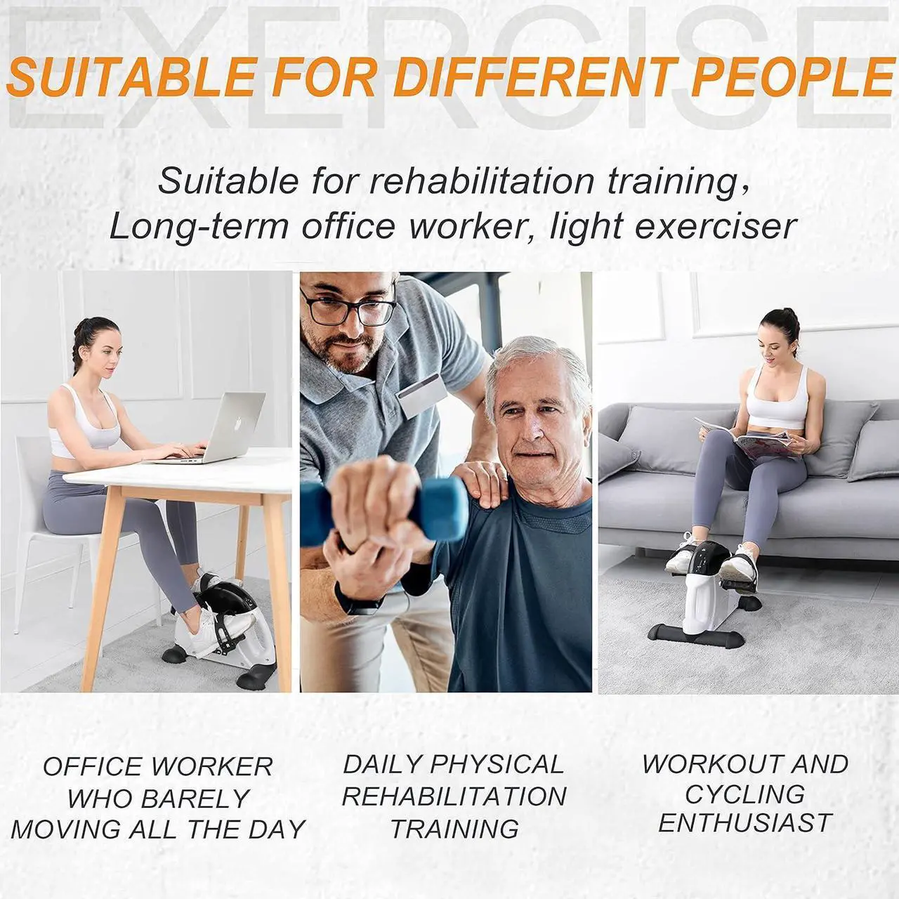 Alt view image 4 of 7 - Mini Exercise Bike TODO Pedal Exerciser Foot Peddler Portable Therapy Bicycle with Digital Monitor