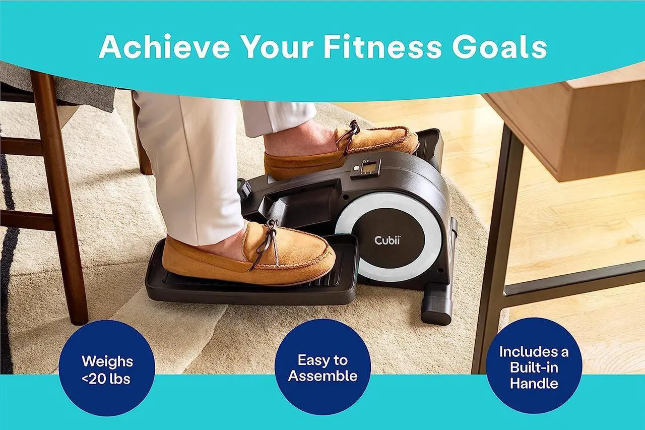 Alt view image 3 of 7 - Cubii JR1+ Under Desk Elliptical Bundle with Non Slip Mat - Pedal Exerciser with 8 Levels Adjustable Resistance, Portable, Workout Equipment for Home W/Bluetooth