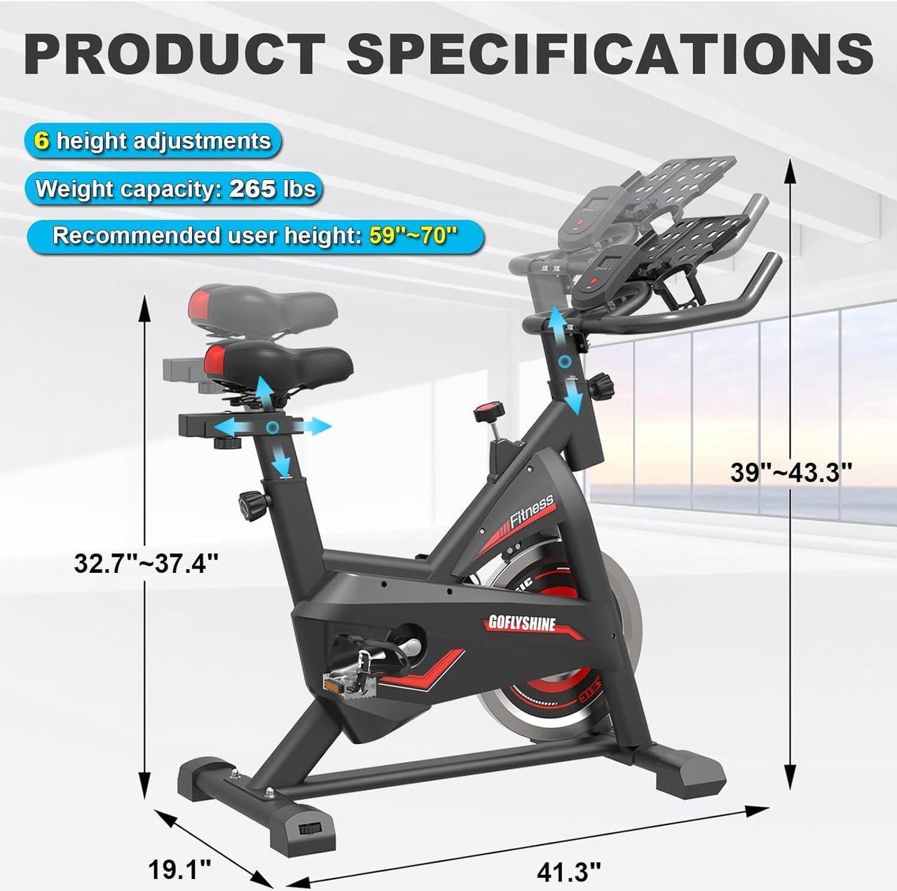 Alt view image 2 of 7 - GOFLYSHINE Exercise Bikes Stationary,Exercise Bike for Home Indoor Cycling Bike for Home Cardio Gym,Workout Bike with Ipad Mount & LCD Monitor,Silent Belt Drive