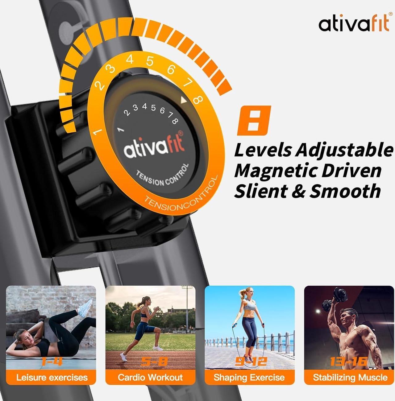 Alt view image 2 of 6 - ATIVAFIT Folding Exercise Bike, Magnetic Foldable Stationary Bike, Indoor Cycling Exercise Bike for Home Workout