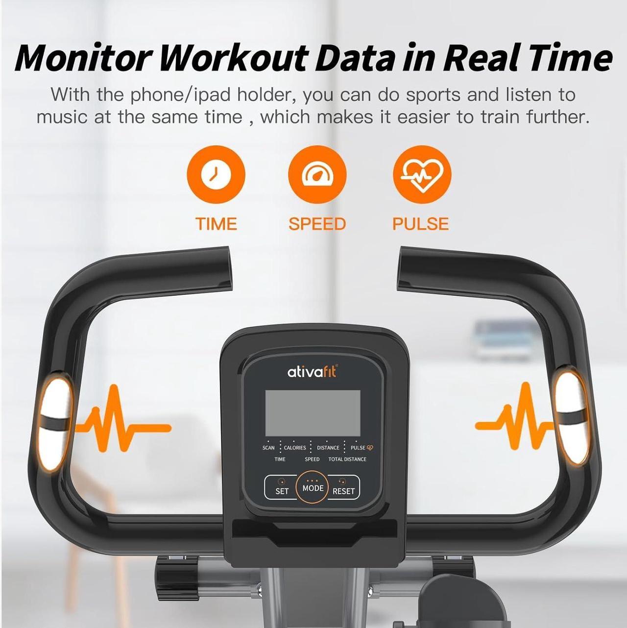 Alt view image 3 of 6 - ATIVAFIT Folding Exercise Bike, Magnetic Foldable Stationary Bike, Indoor Cycling Exercise Bike for Home Workout