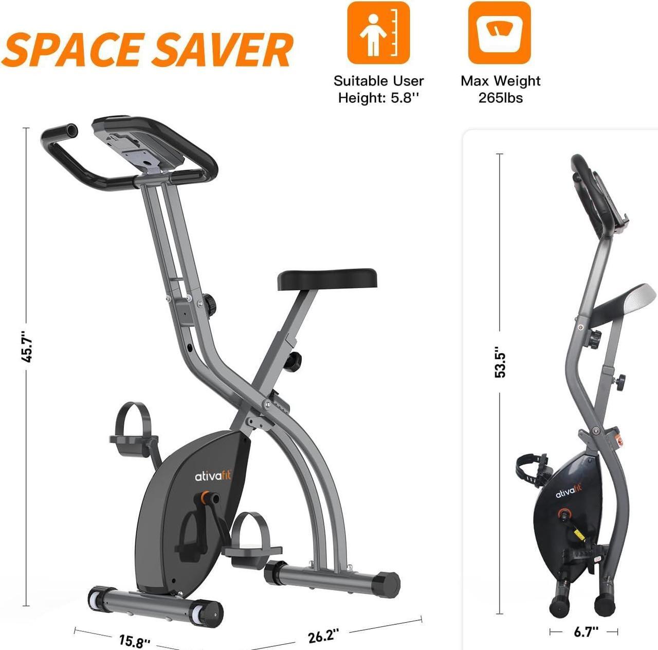 Alt view image 4 of 6 - ATIVAFIT Folding Exercise Bike, Magnetic Foldable Stationary Bike, Indoor Cycling Exercise Bike for Home Workout