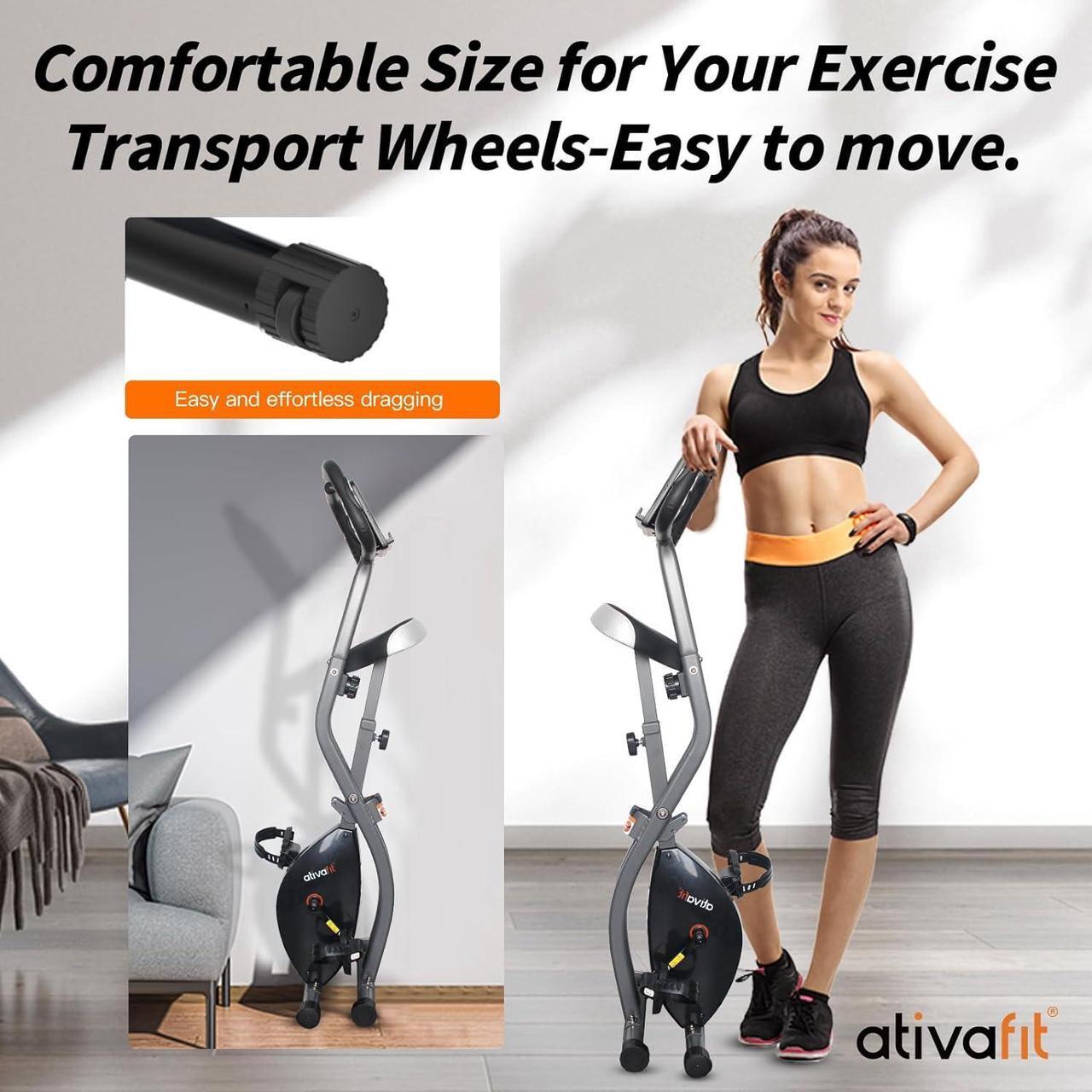 Alt view image 5 of 6 - ATIVAFIT Folding Exercise Bike, Magnetic Foldable Stationary Bike, Indoor Cycling Exercise Bike for Home Workout