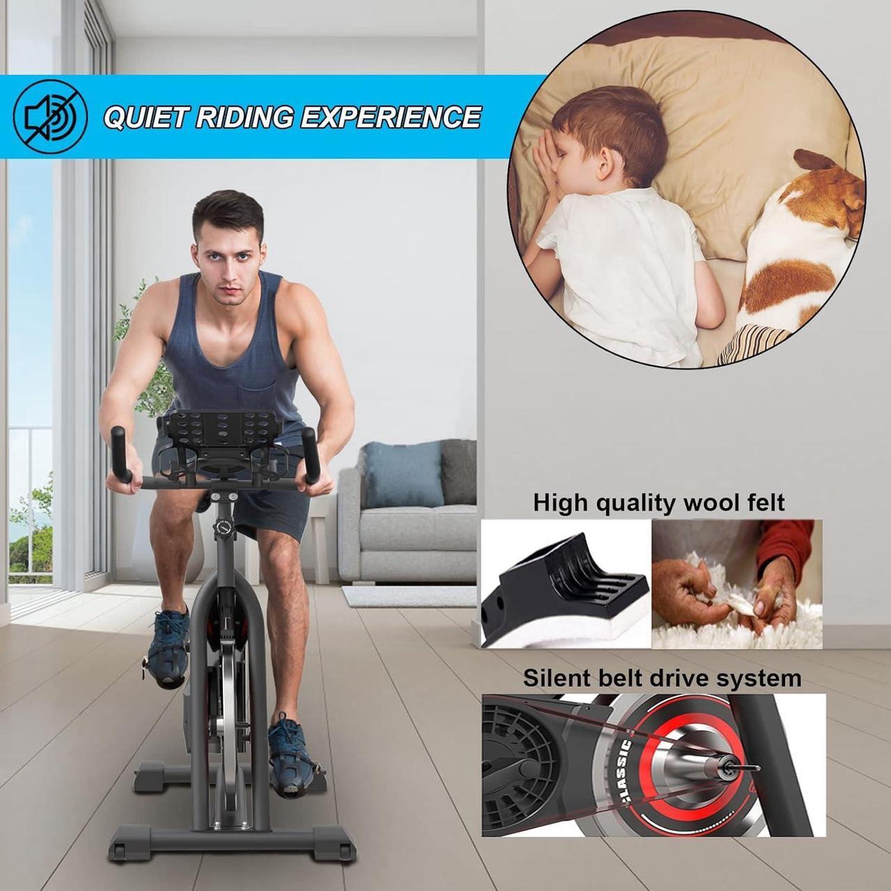 Alt view image 6 of 7 - GOFLYSHINE Exercise Bikes Stationary,Exercise Bike for Home Indoor Cycling Bike for Home Cardio Gym,Workout Bike with Ipad Mount & LCD Monitor,Silent Belt Drive